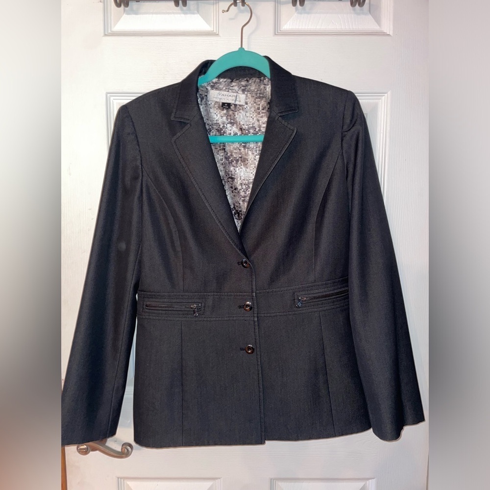 Tahari Dark Gray Tailored Women's Blazer Jacket